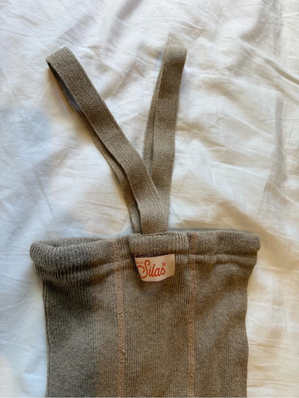 Kids Ribbed Footless Tights with Suspenders - Taupe